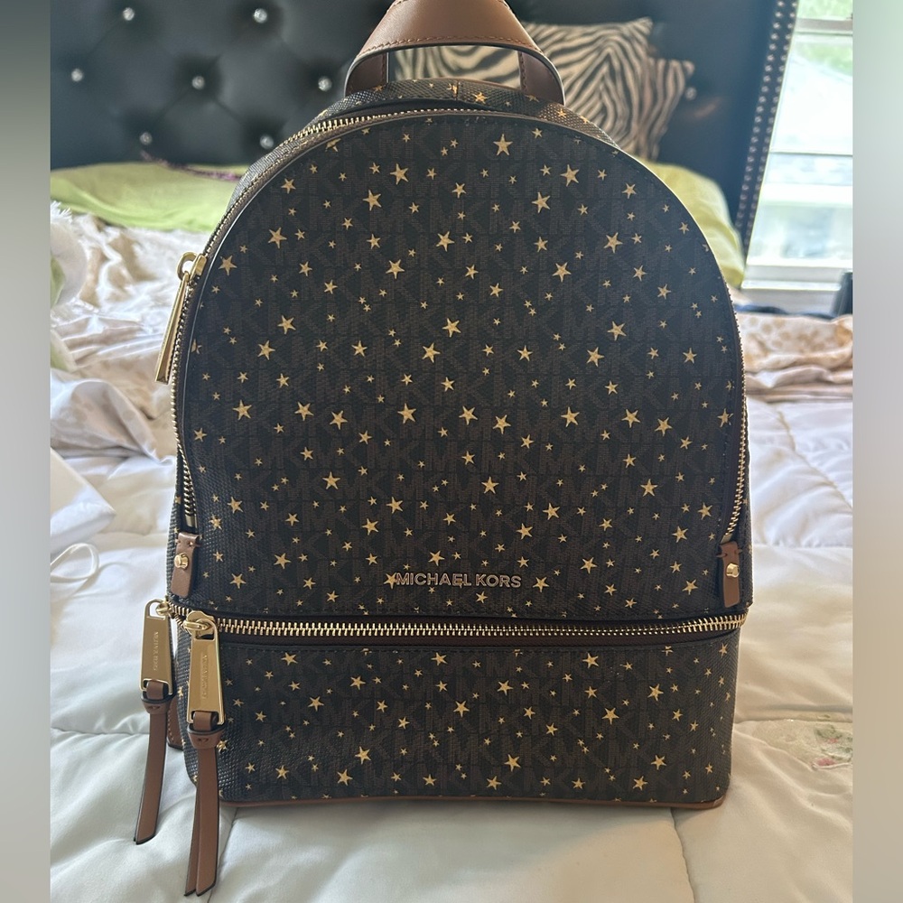 Michael Kors Starry Brown and Gold Backpack